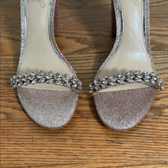 Badgley‎ Mischka Mayra Ankle Strap Evening Shoe rose gold glitter size 8 - Picture 6 of 13